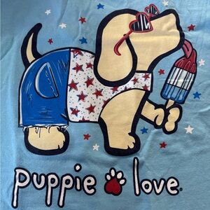 Happy 250th Birthday! 4th of July Puppy love Tshirt size medium . EUC